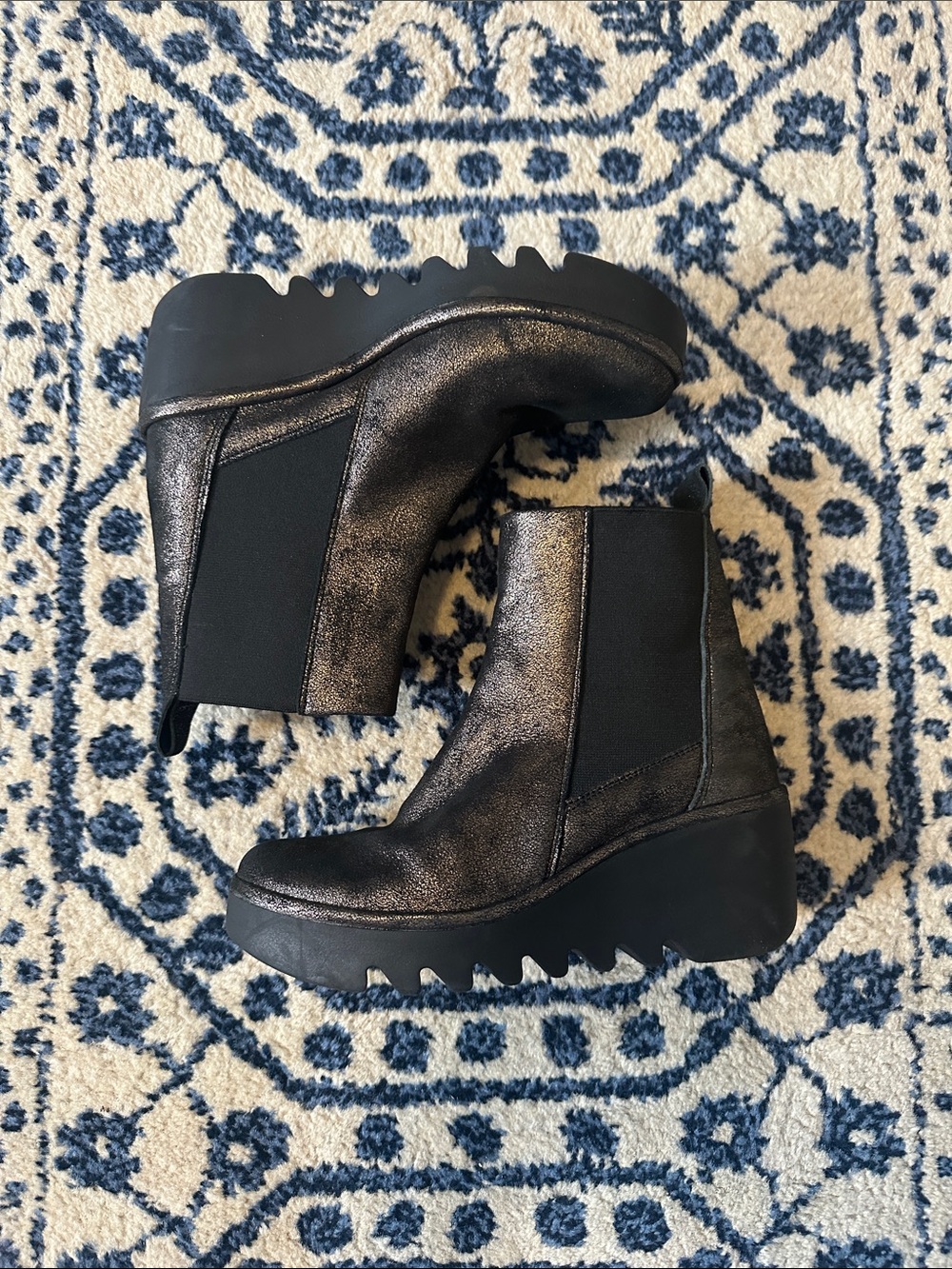 Fly London Metallic Wedge Chelsea Boots - Women